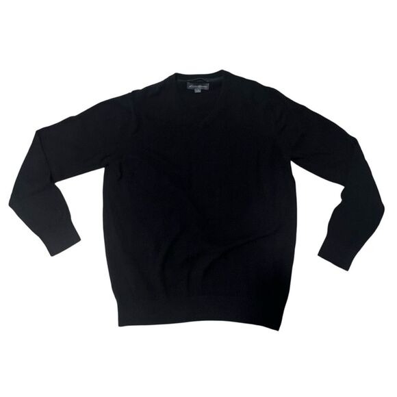 Eddie Bauer Other - Eddie Bauer Black Cotton Cashmere Blend V Neck Sweater Size Large Tall